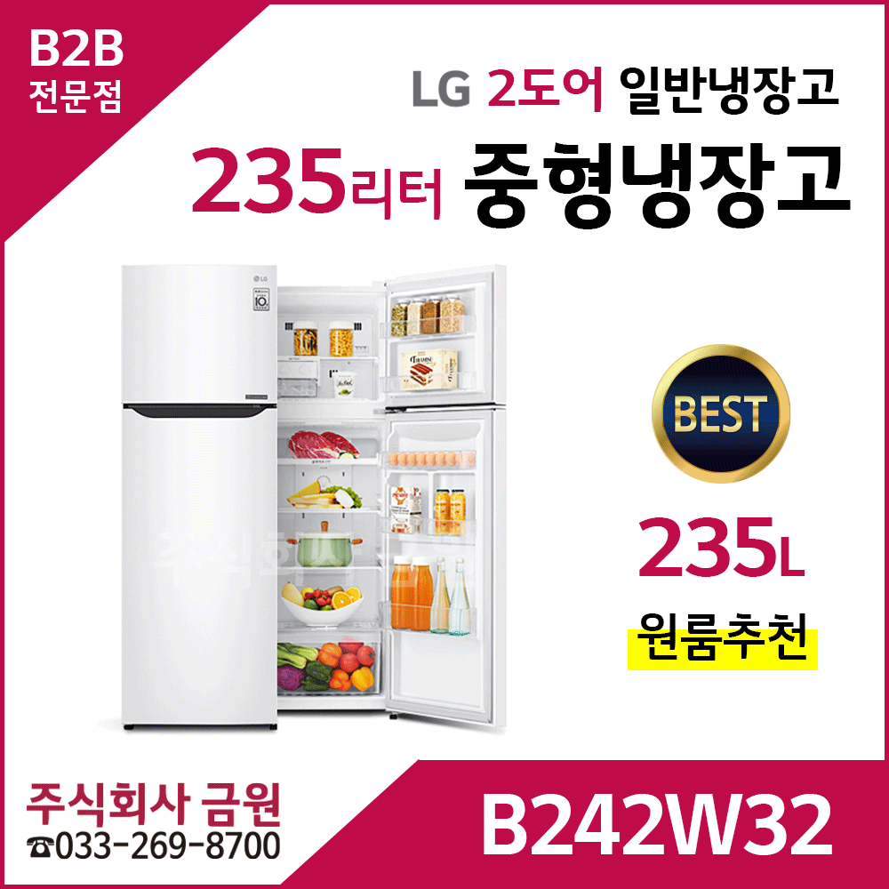 LG 235리터 중형냉장고 B242W32