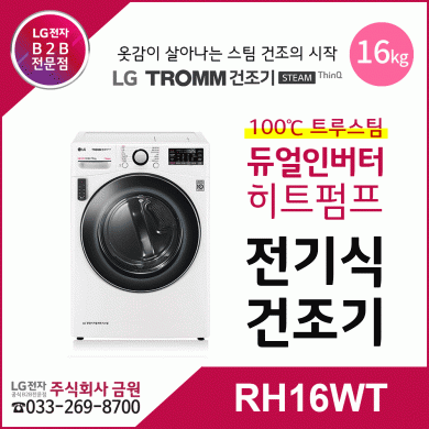 LG 트롬 16kg 전기식 건조기 RH16WT - 트루스팀