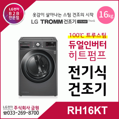 LG 트롬 16kg 전기식 건조기 RH16KT - 트루스팀