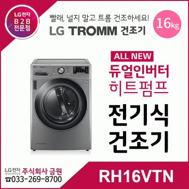 LG 트롬 16kg 전기식 건조기 RH16VTN - 에너지효율1등급