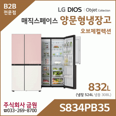 LG 디오스 오브제컬렉션 매직스페이스 양문형 냉장고 S834PB35