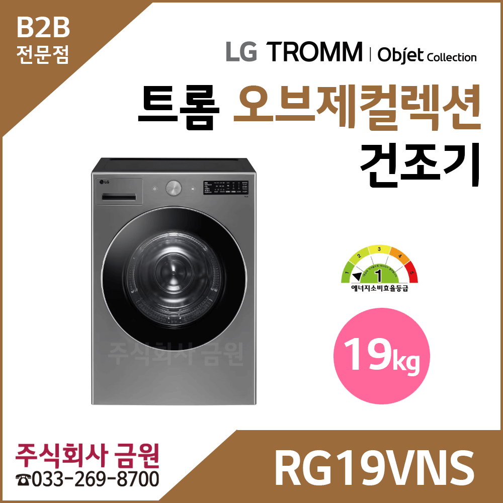 LG 트롬 19kg 전기식 건조기 RG19VNS