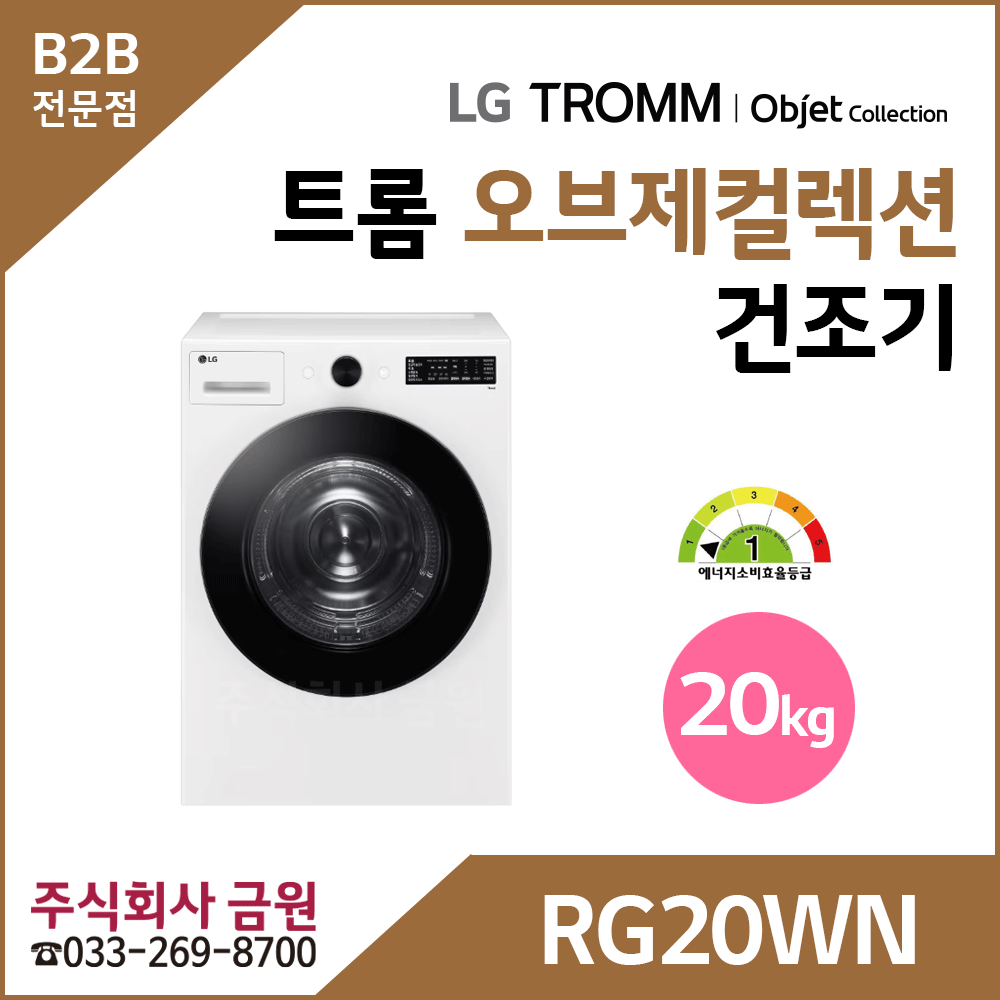 LG 트롬 20kg 전기식 건조기 RG20WN